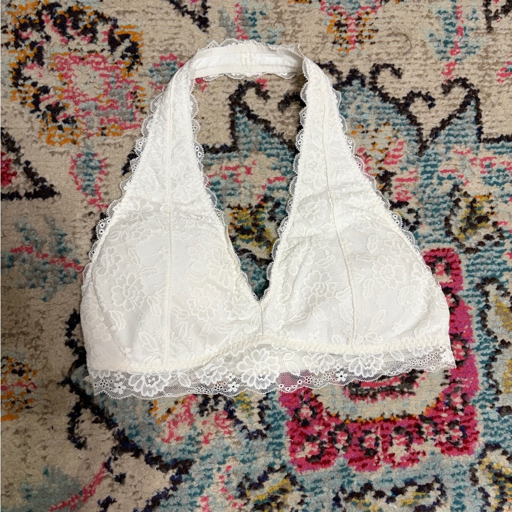Gilly Hicks White Lace Halter Bralette